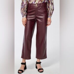 Chico’s Faux Leather Windsor Wine Wide Cropped Pants Size 1.5 Size 10